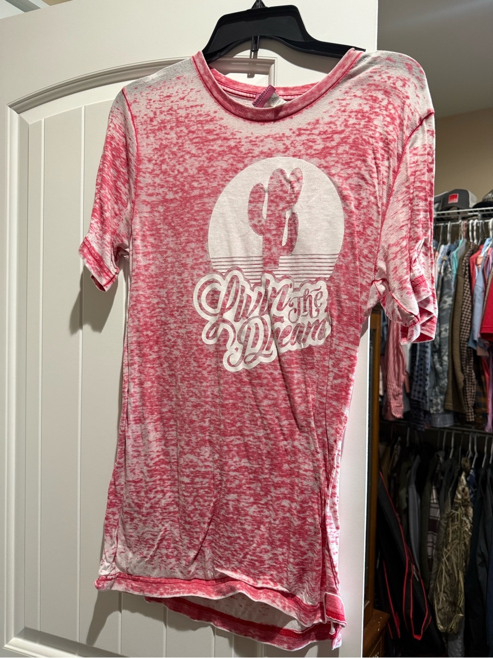 Girls Pink Marbled Graphic Tee - Live the Dream